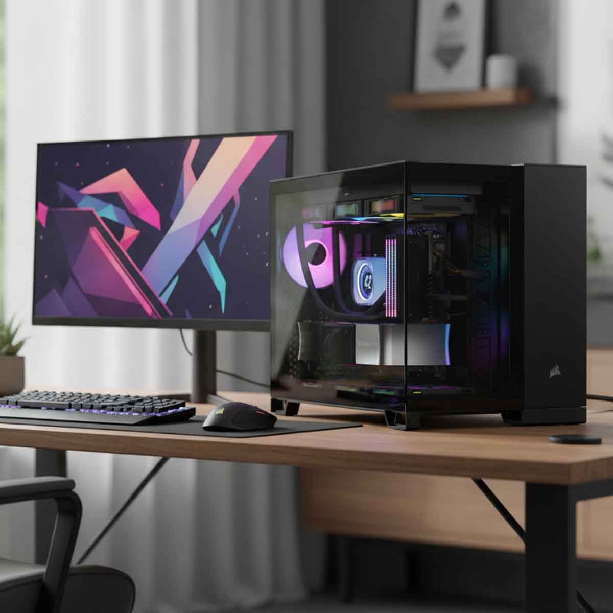 كورسير صندوق كمبيوتر ألعاب متوسط الحجم 2500 إكس لينك زجاجي جانبي