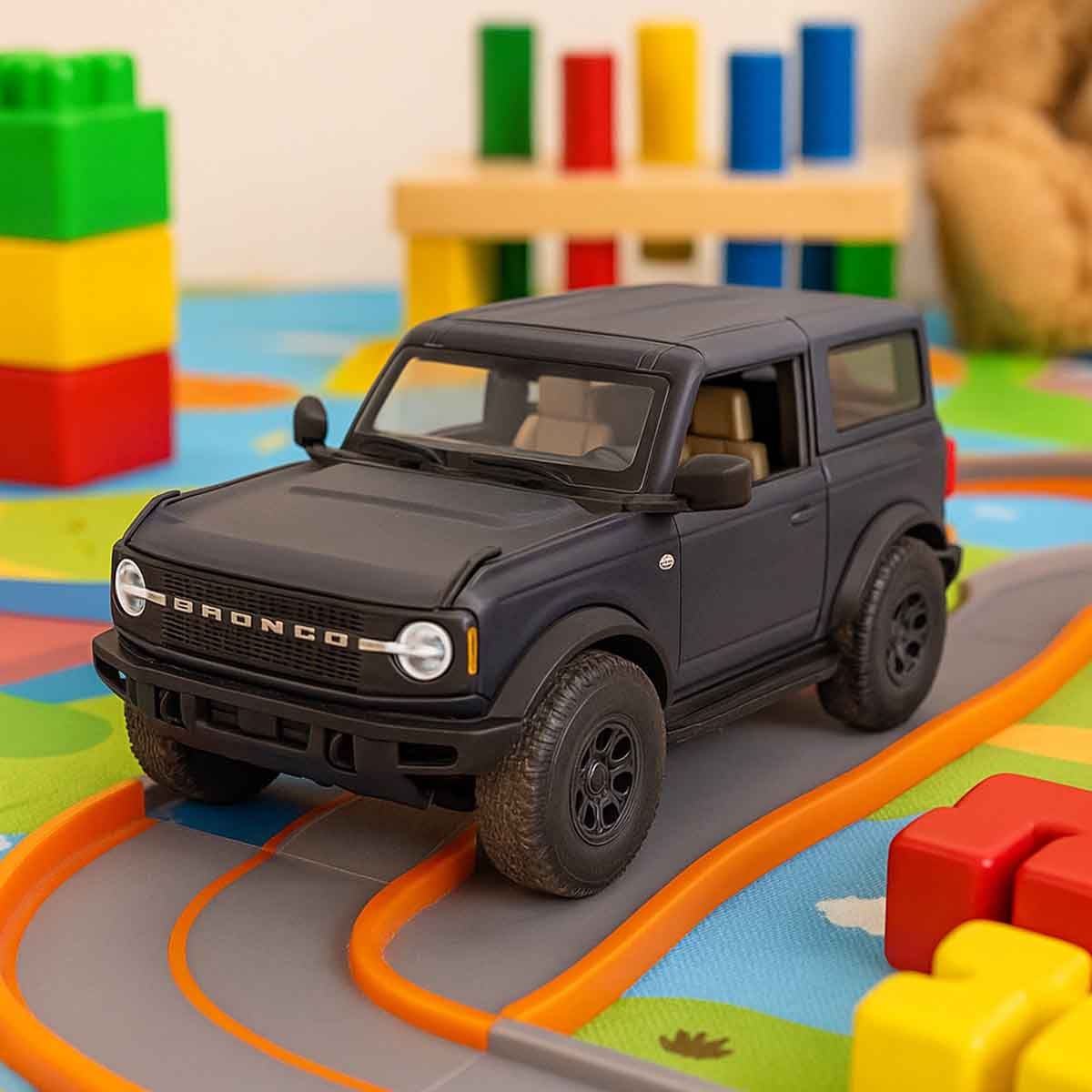 مايستو سيارة دايكاست فورد برونكو وايلد تراك سوداء بمقياس 1:18 للأولاد، من عمر 3 إلى 4 سنوات