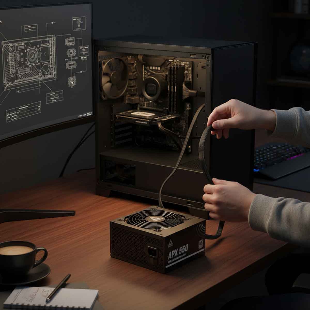 مونتيك مزود طاقة APX550W بمعيار ATX