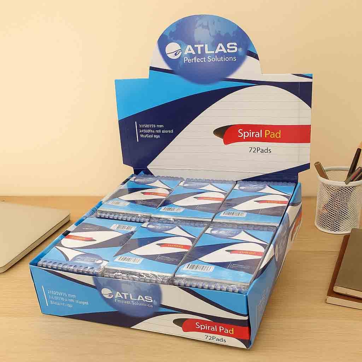 أطلس دفتر ملاحظات حلزوني A7، 50 ورقة, عبوة من 72