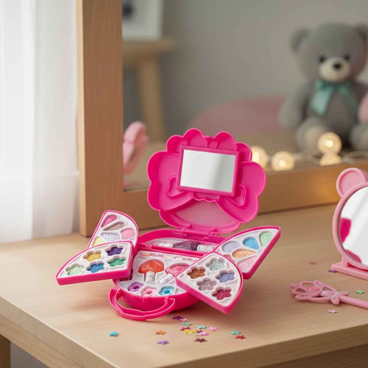 بيوتي أنجل طقم مكياج بشكل عقدة، للبنات، من عمر 5 إلى 7 سنوات