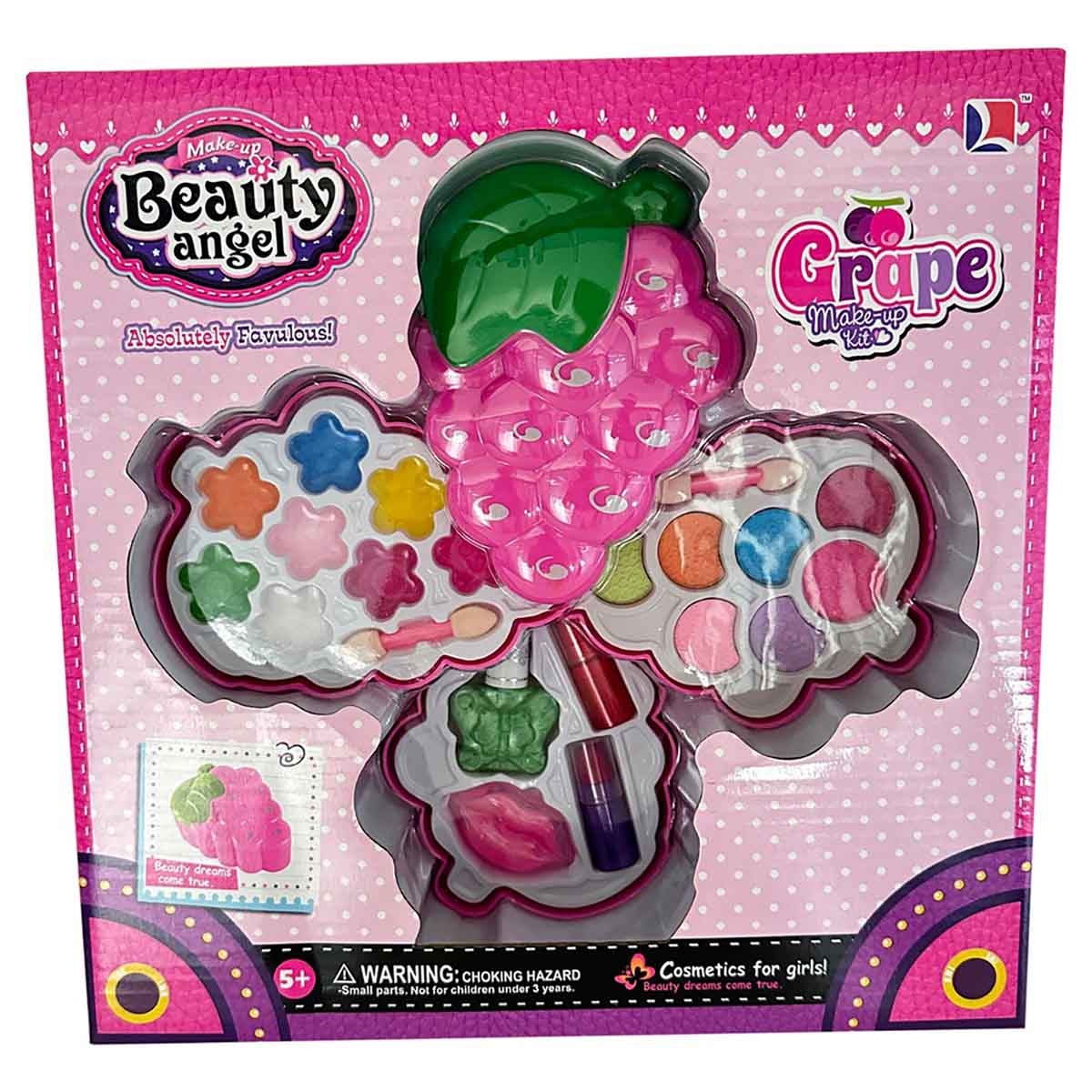 بيوتي أنجل طقم مكياج على شكل عنب، للبنات، من عمر 5 إلى 7 سنوات
