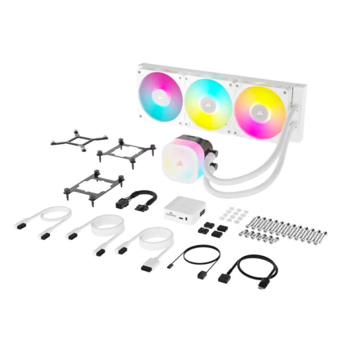 كورسير مبرد معالج سائل آي كيو لينك تايتان 360 آر إكس آر جي بي باللون الأبيض