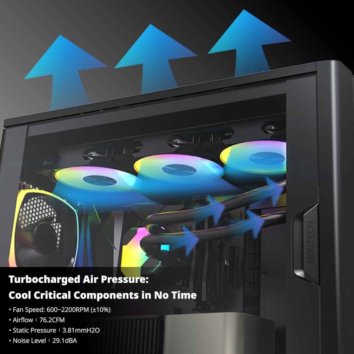 مونتك ميتال برو 12 أسود مروحة تبريد 3 في 1