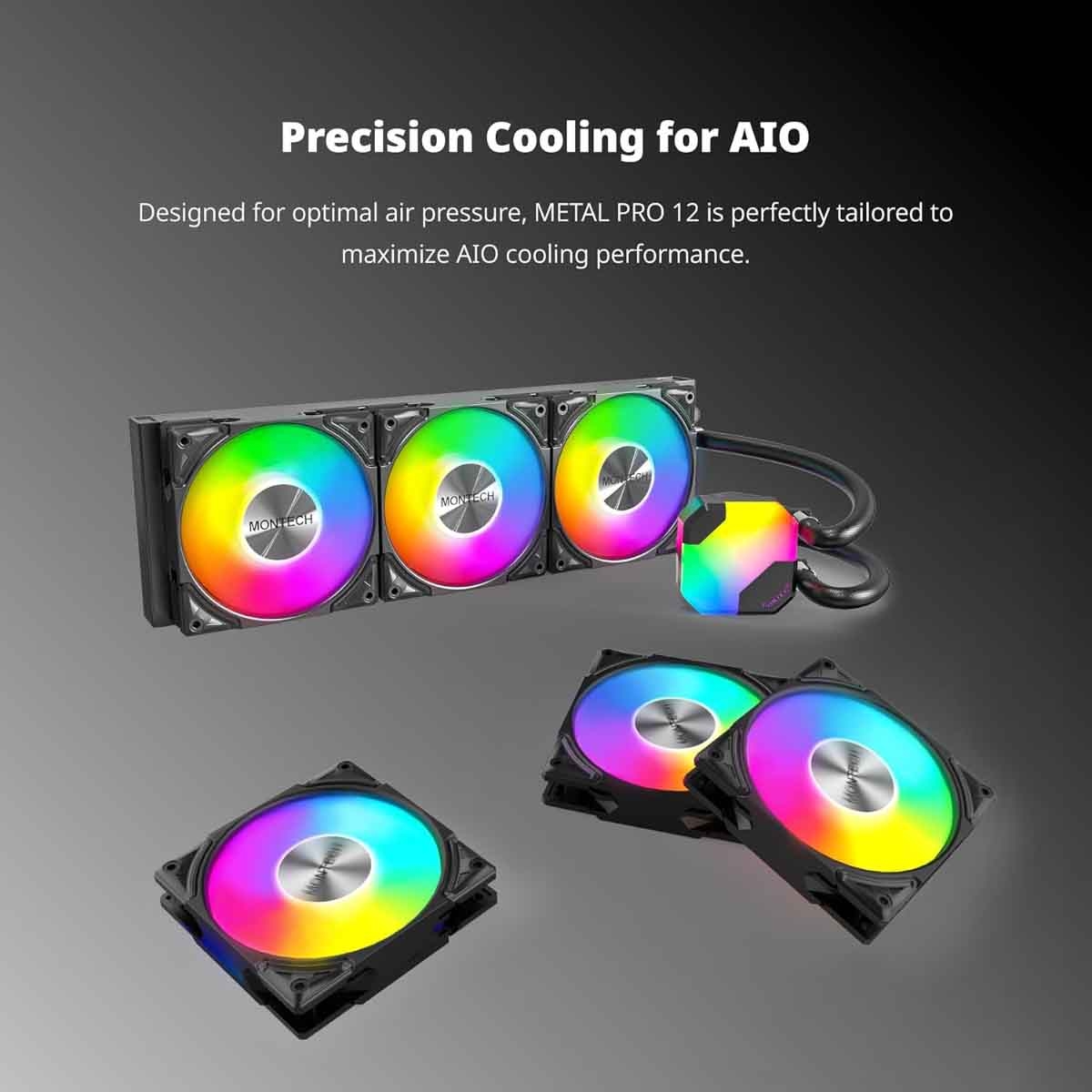 مونتك ميتال برو 12 أسود مروحة تبريد 3 في 1