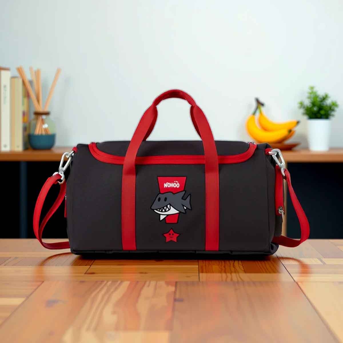 نوهو حقيبة كتف للأطفال على شكل سمكة قرش باللون الرمادي