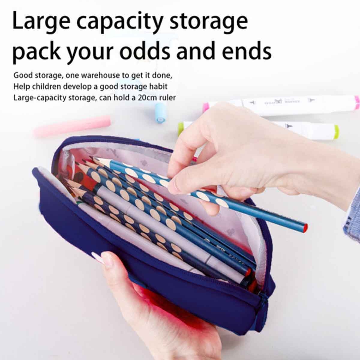 نوهو حقيبة أقلام باللون الأزرق