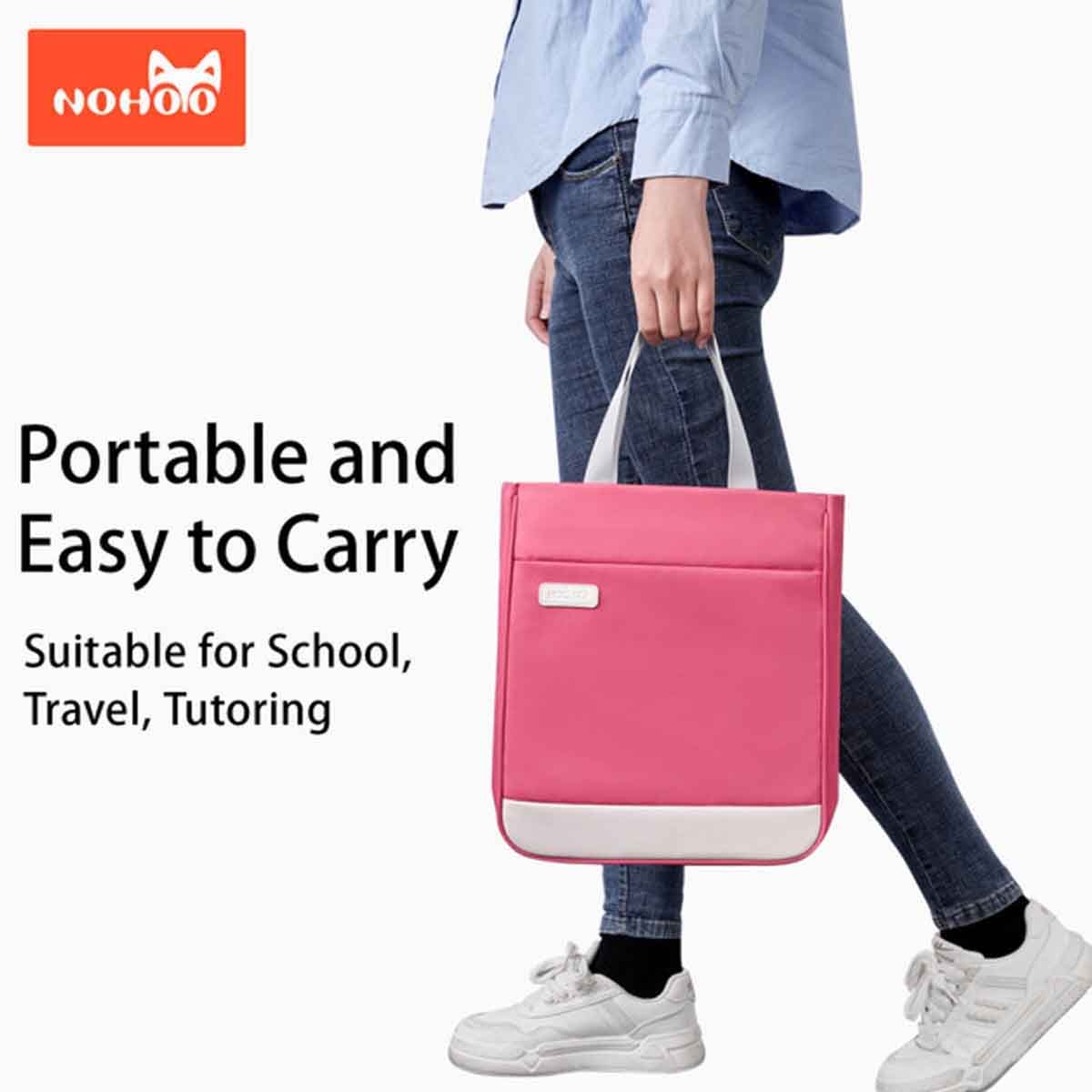 نوهو حقيبة يد مدرسية باللون الأحمر الوردي