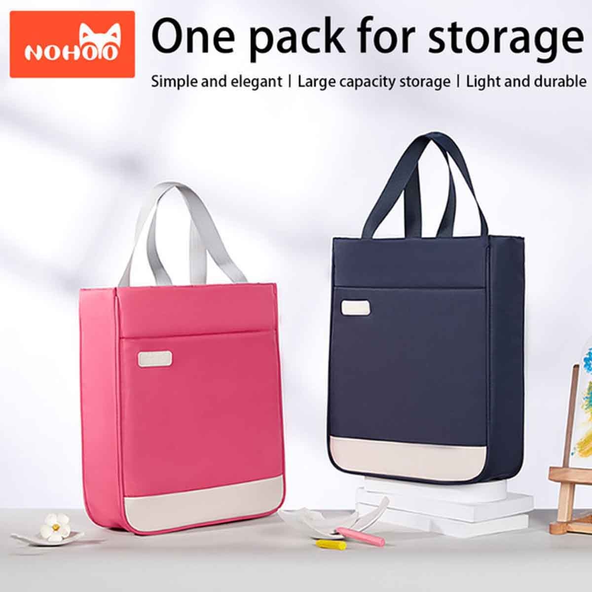 نوهو حقيبة يد مدرسية باللون الأحمر الوردي