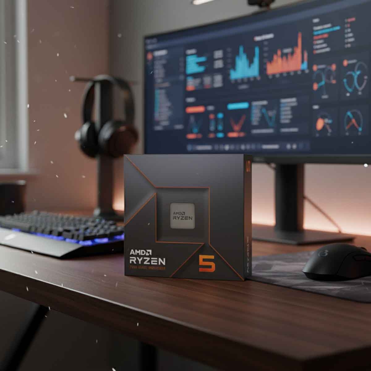 إيه إم دي رايزن 5 7600X معالج بسرعة 5.0GHz بعدد 6 أنوية و12 خيط معالجة وذاكرة 38MB