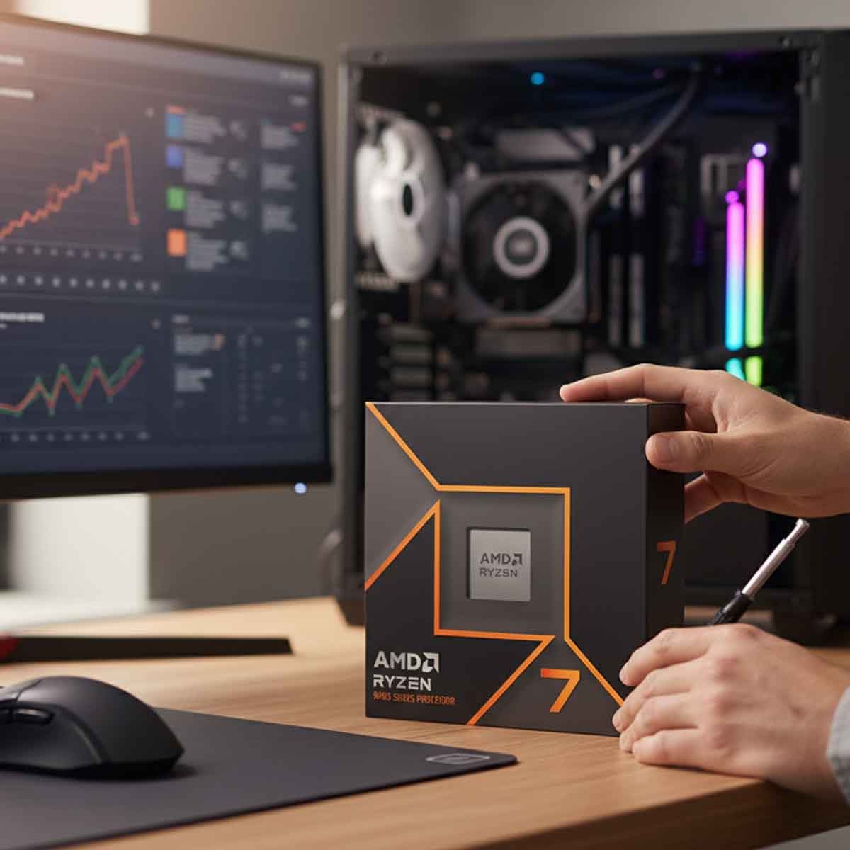 إيه إم دي رايزن 7 9700 إكس معالج بسرعة 3.8 جيجاهرتز و8 أنوية و16 خيط معالجة وذاكرة مؤقتة 40 ميجابايت