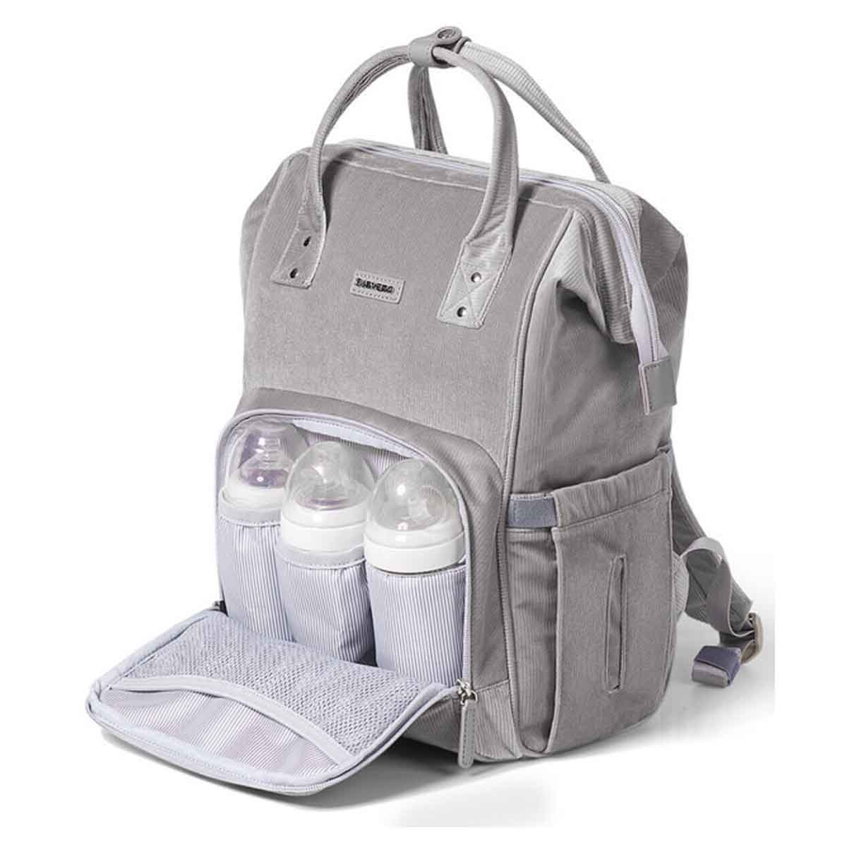 صنفينو حقيبة حفاضات كوردروي باللون الرمادي