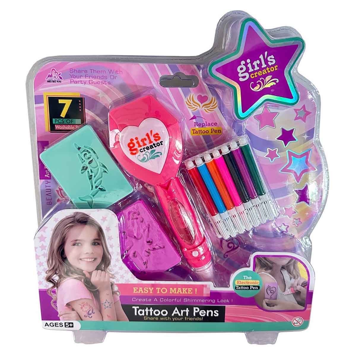مي بو كاي مجموعة أقلام فنون التاتو، للبنات، من عمر 5 إلى 7 سنوات