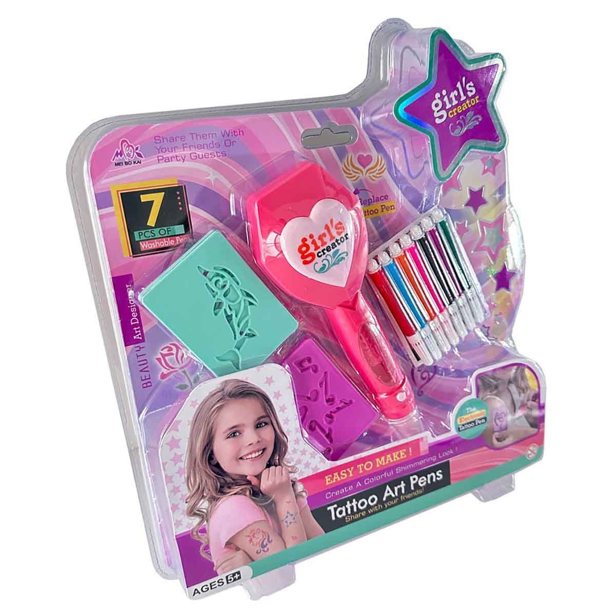 مي بو كاي مجموعة أقلام فنون التاتو، للبنات، من عمر 5 إلى 7 سنوات