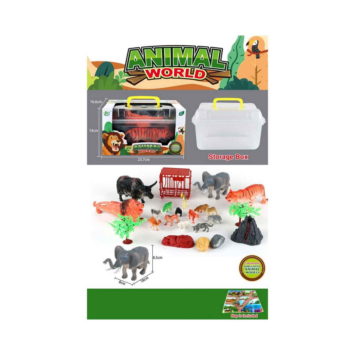 جيا زو مجموعة تماثيل الحيوانات البرية مكونة من 19 قطعة للجنسين، عمر 3-4 سنوات