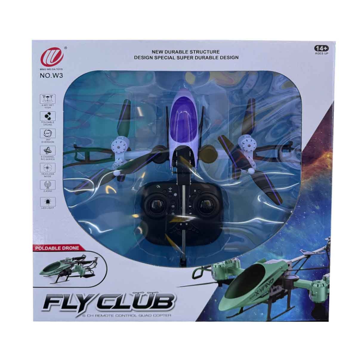 مينغ وي دا طائرة درون متنوعة من مجموعة فلاي كلوب بالتحكم 2.4G للجنسين، عمر 13 سنة فأكثر