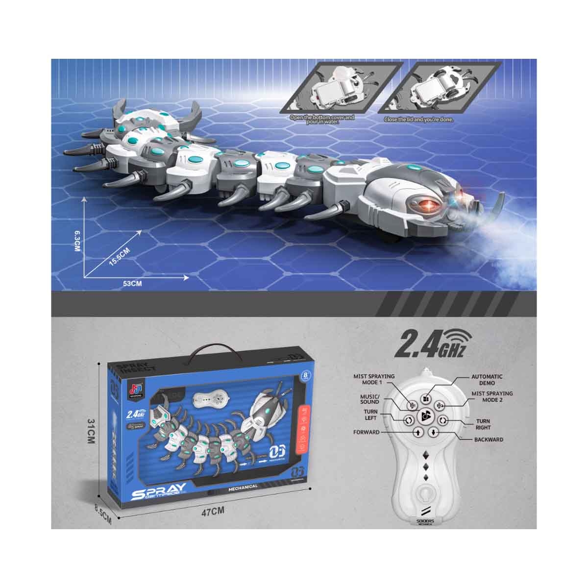 نانهونغ لعبة دودة أم أربع وأربعين ميكانيكية بالتحكم 2.4G للأولاد، عمر 8-10 سنوات