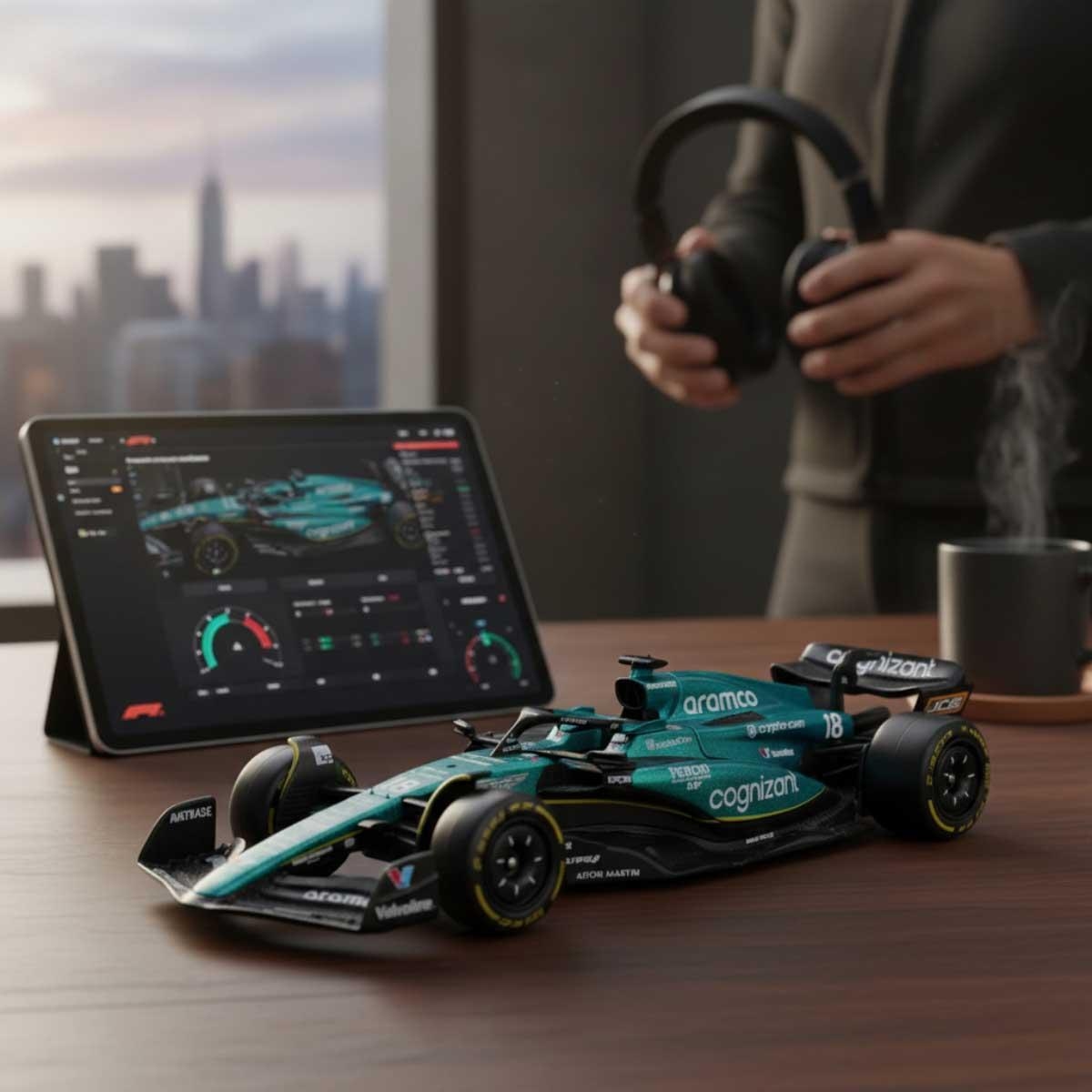 بوراغو سيارة أستون مارتن AMR23 موديل معدن مصبوب بمقياس 1:43 للأولاد، 3-4 سنوات