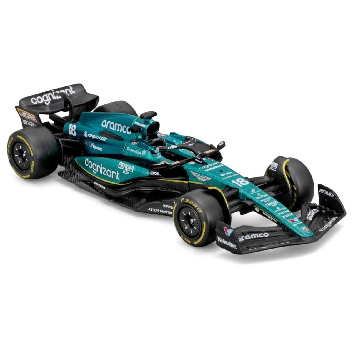 بوراغو سيارة أستون مارتن AMR23 موديل معدن مصبوب بمقياس 1:43 للأولاد، 3-4 سنوات