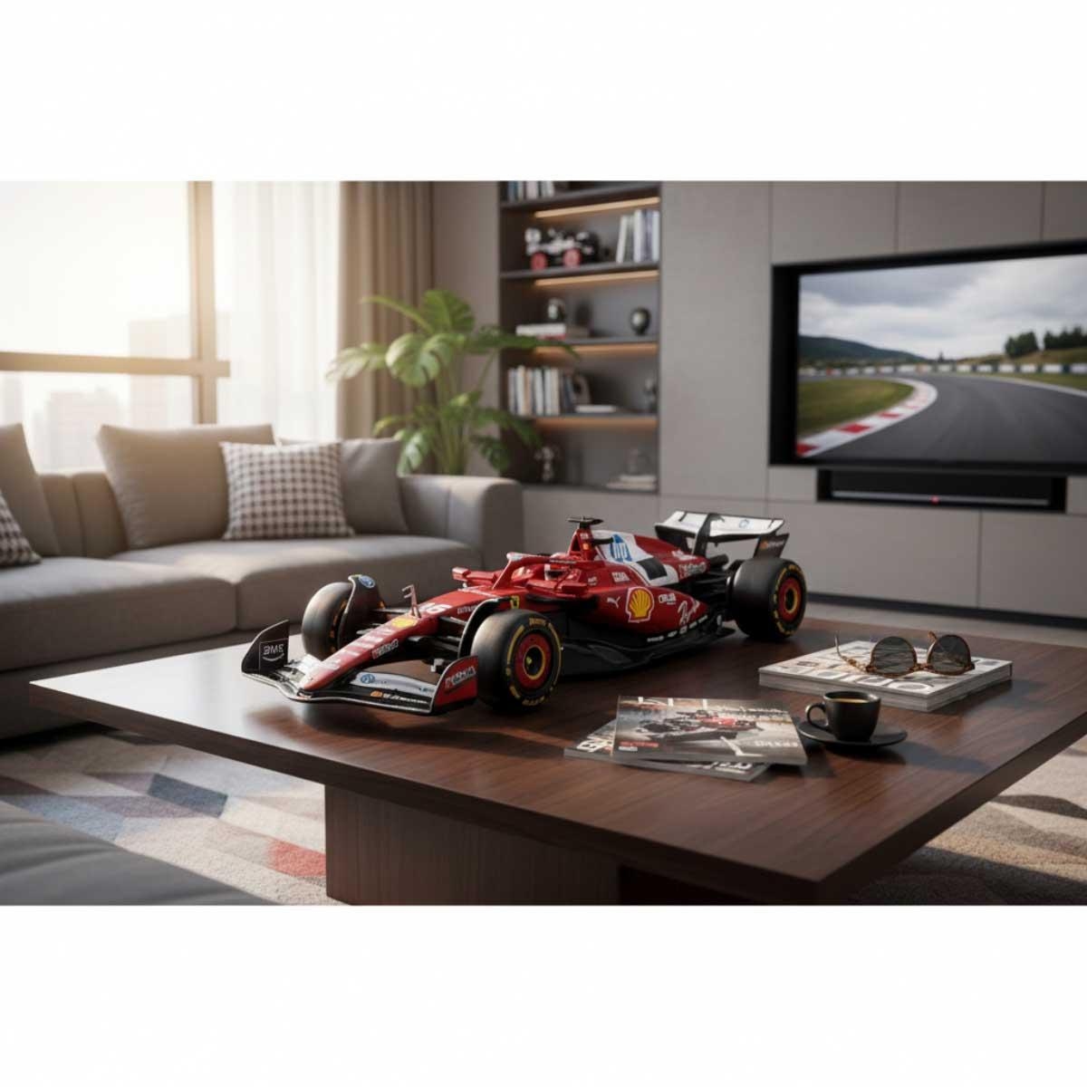 بوراغو سيارة فيراري SF-25 موديل معدن مصبوب بمقياس 1:43 مع خوذة للأولاد، 13+ سنوات