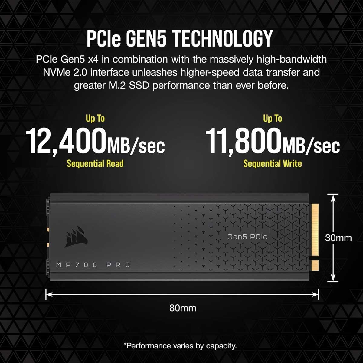 كورسير قرص تخزين SSD داخلي MP700 Pro Gen5 PCIe بسعة 1 تيرابايت مع مبرد