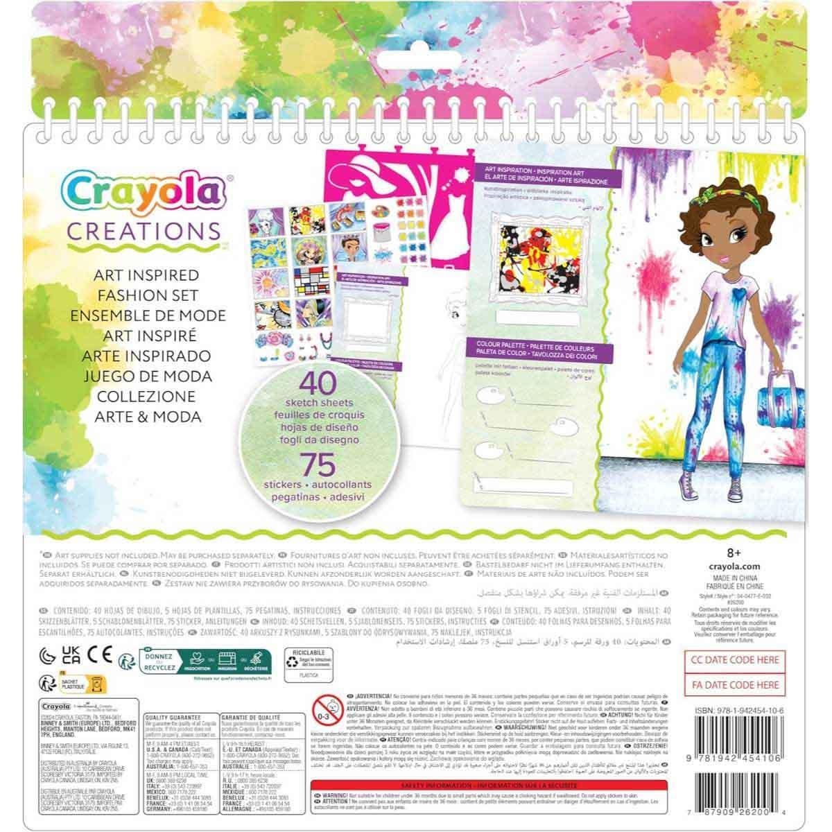 كرايولا كرييشنز مجموعة رسم أزياء تاريخ الفن للبنات، 8-10 سنوات