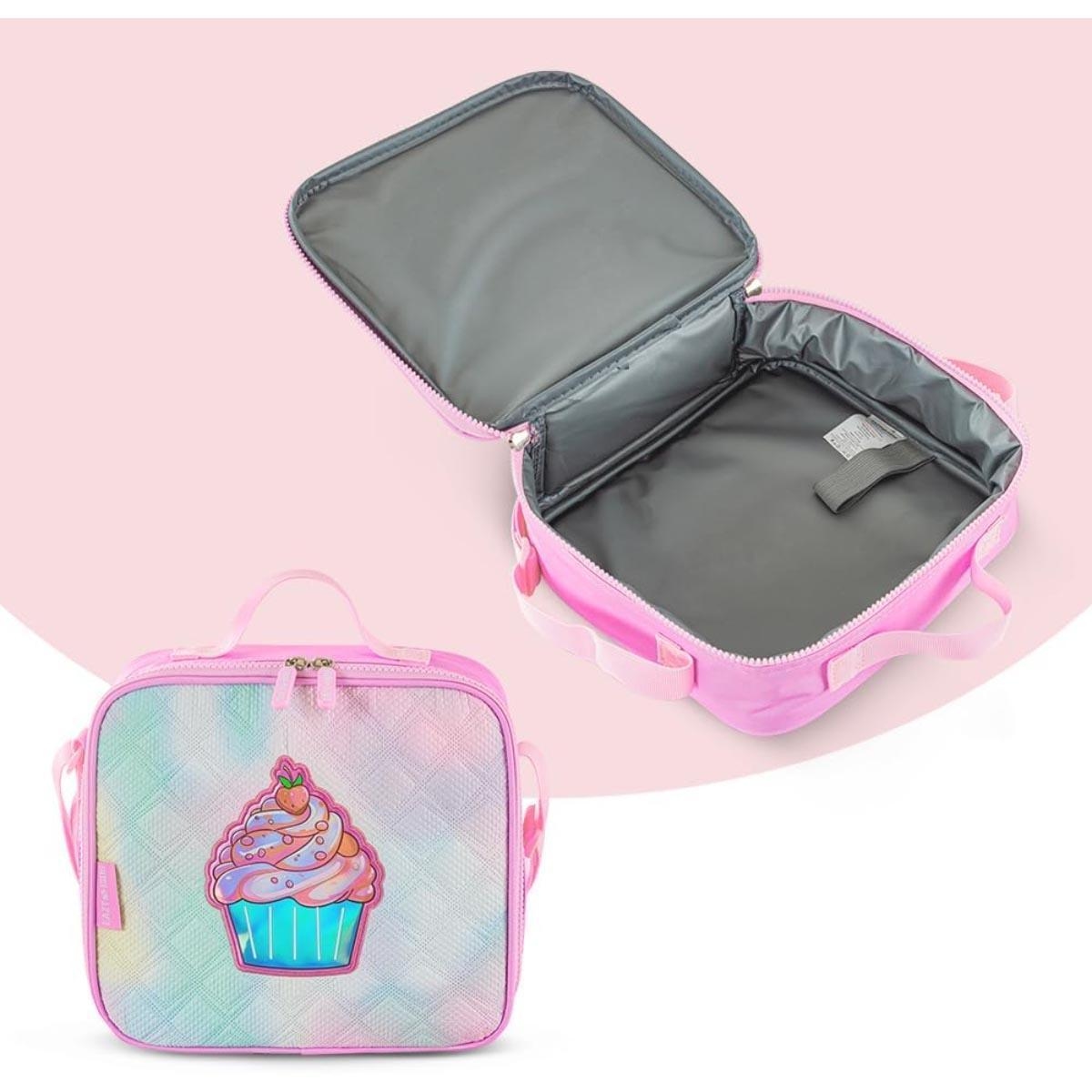 مجموعة حقيبة ظهر إيزي كيدز مقاس 17 بوصة باللون الوردي الفاتح مع حقيبة غداء ومقلمة