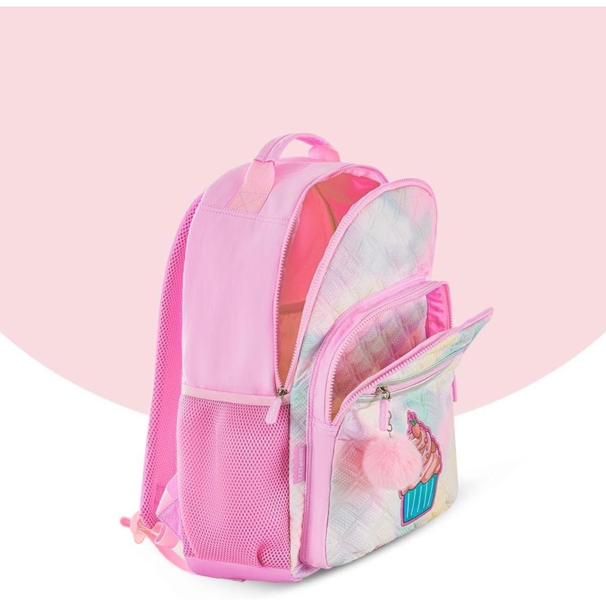 مجموعة حقيبة ظهر إيزي كيدز مقاس 17 بوصة باللون الوردي الفاتح مع حقيبة غداء ومقلمة