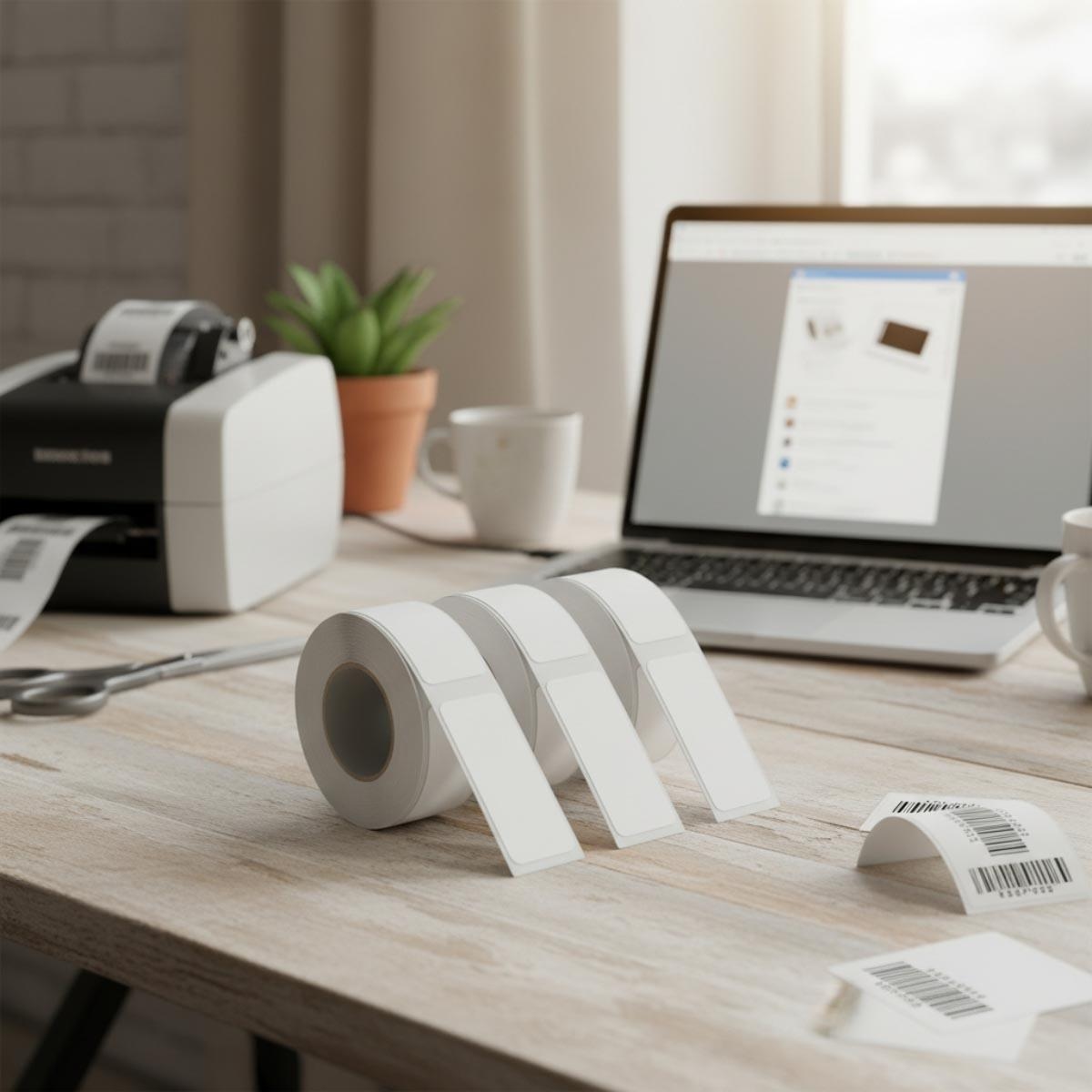 مجموعة بكرات طابعة ملصقات صغيرة بيضاء من إيزي كيدز مكونة من 3 قطع