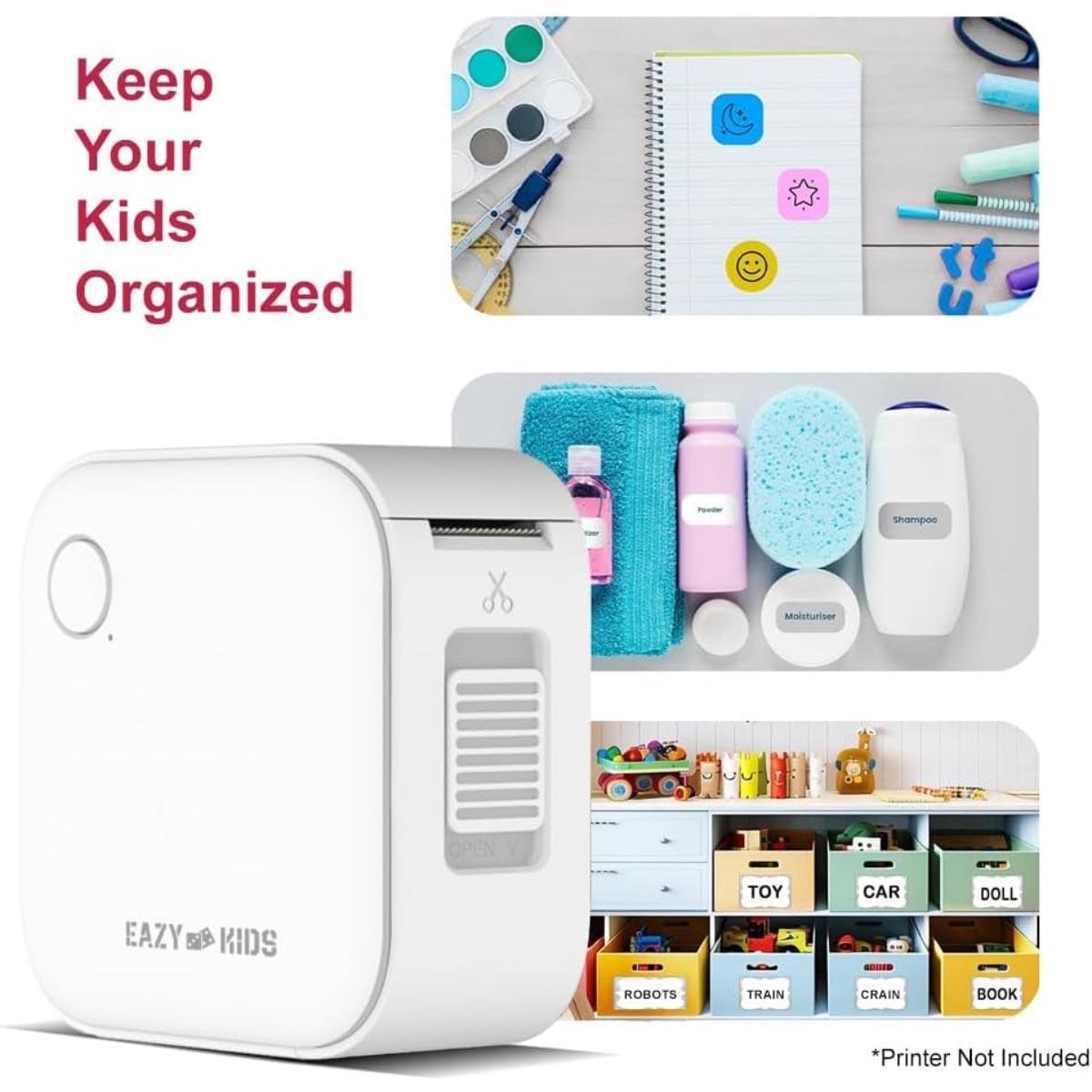 مجموعة بكرات طابعة ملصقات صغيرة بيضاء من إيزي كيدز مكونة من 3 قطع