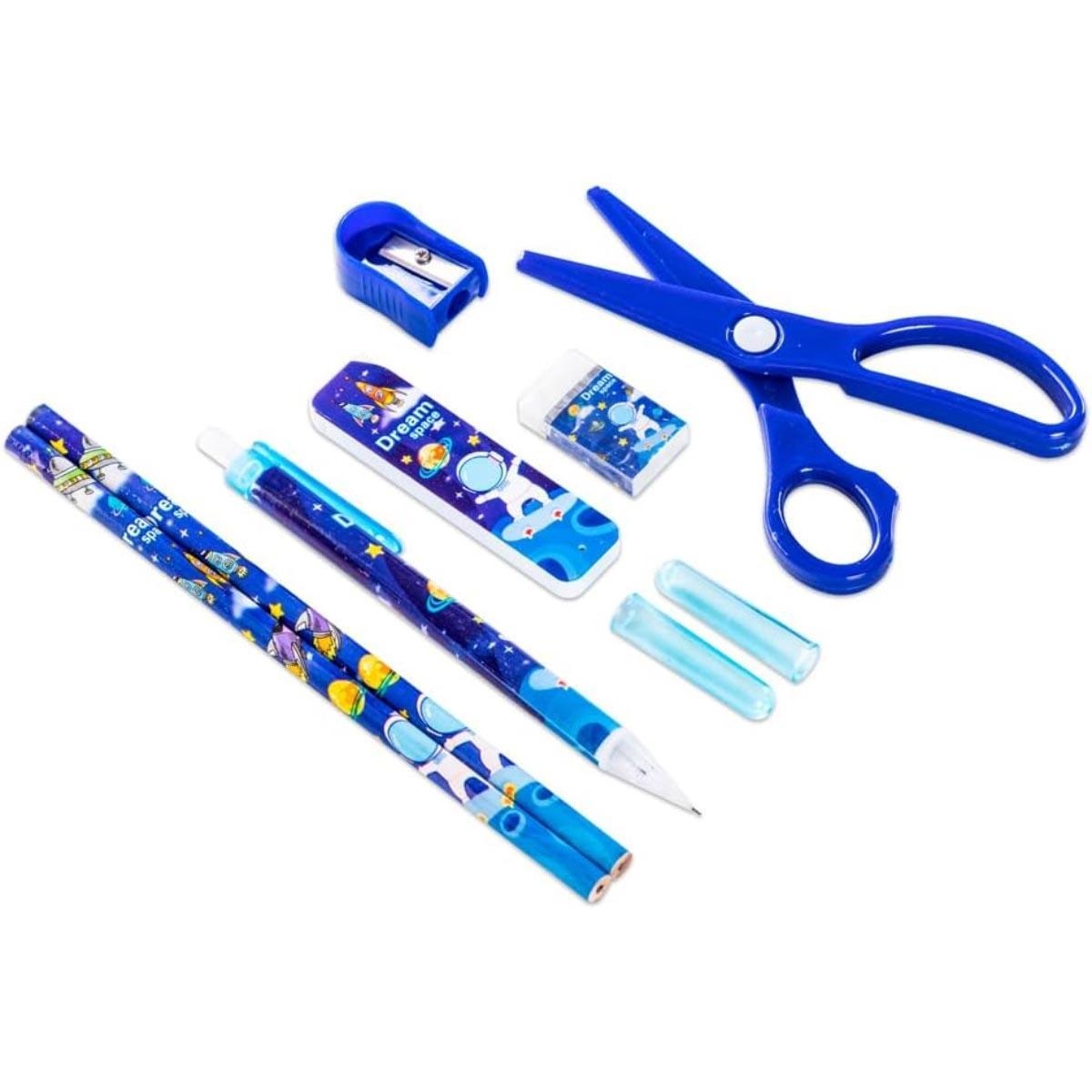 مجموعة هدايا أدوات مكتبية للأطفال من إيزي كيدز مكونة من 9 قطع بتصميم رائد فضاء وموضوع الفضاء