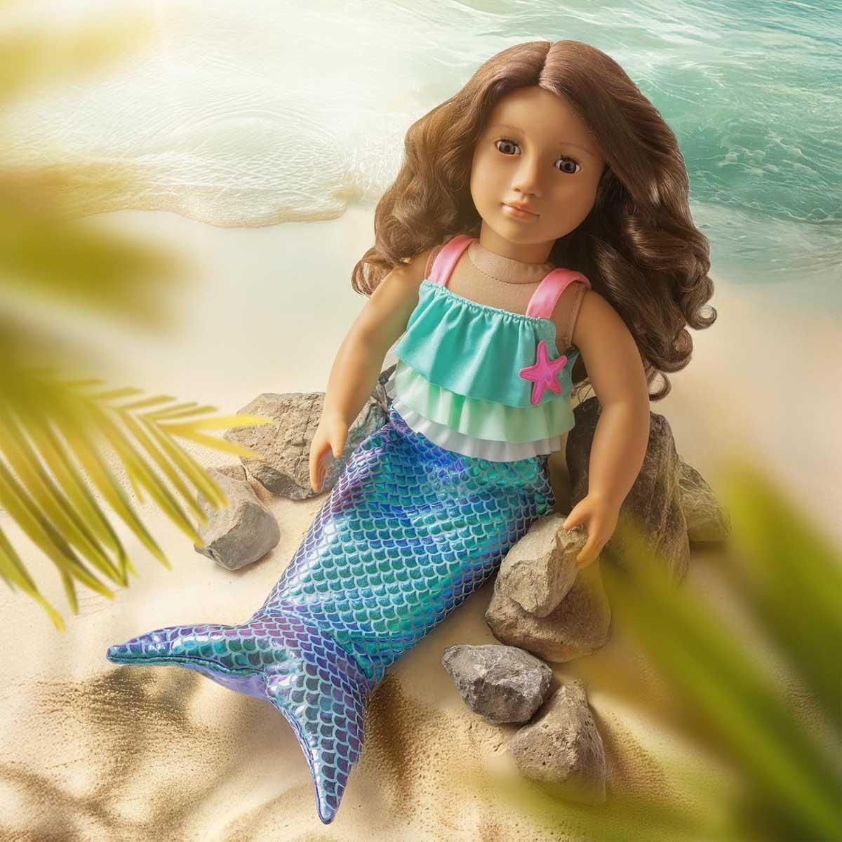 أور جينيريشن طقم ملابس سباحة حورية البحر ديلوكس للبنات، 3-4 سنوات