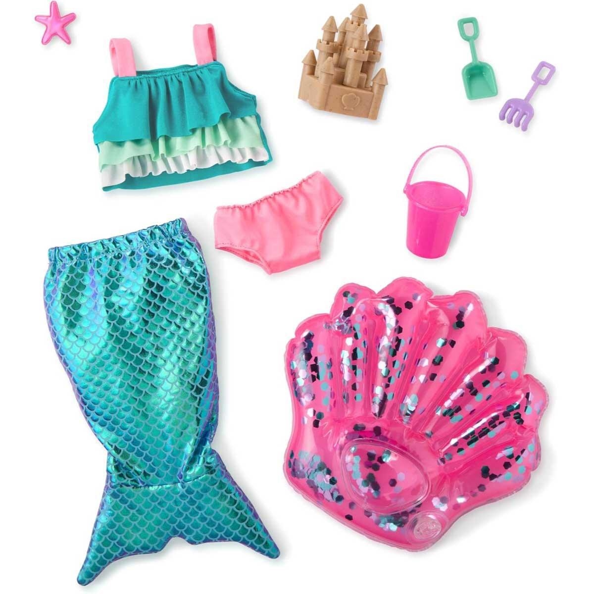 أور جينيريشن طقم ملابس سباحة حورية البحر ديلوكس للبنات، 3-4 سنوات