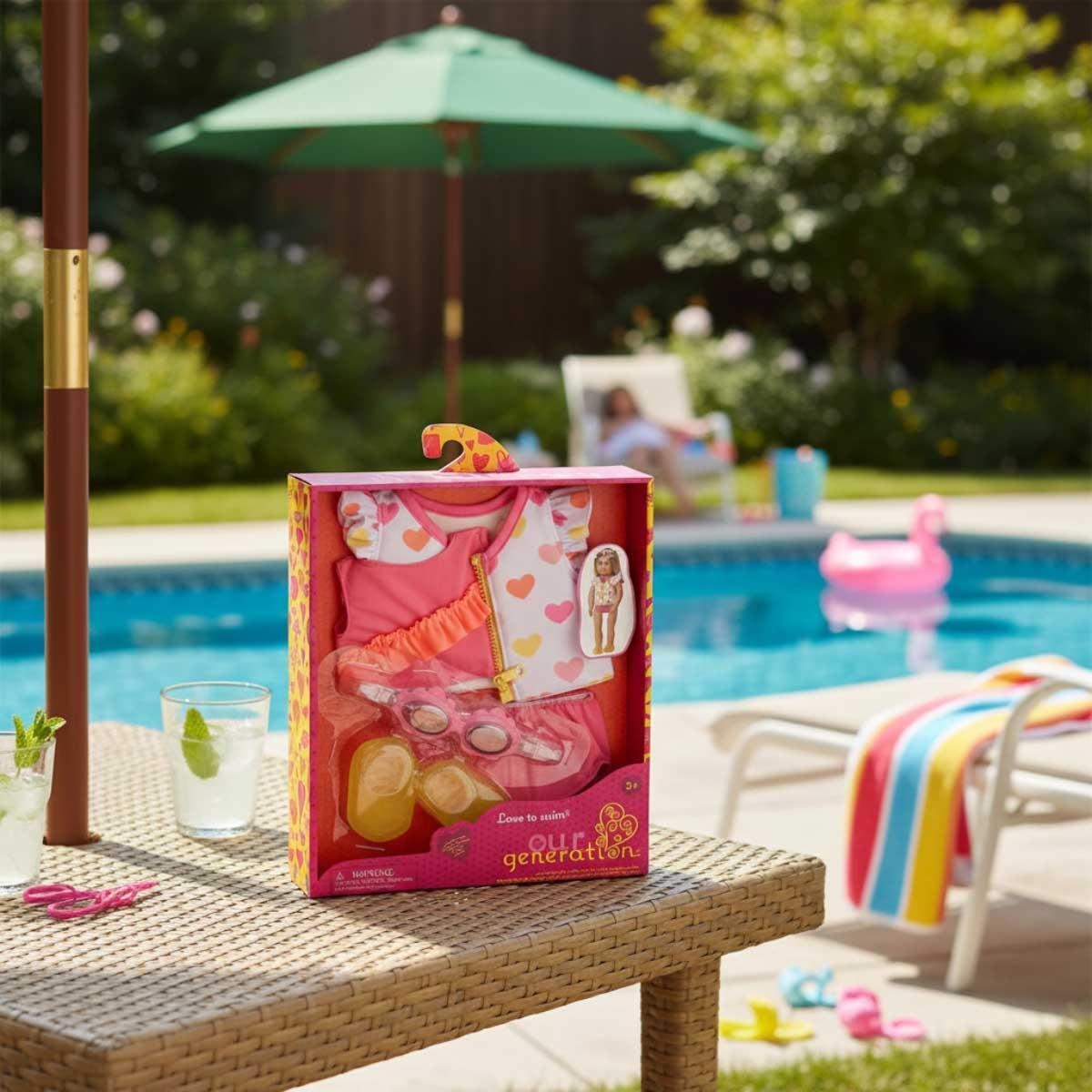 أور جينيريشن طقم ملابس سباحة Love to Swim للبنات، 3-4 سنوات