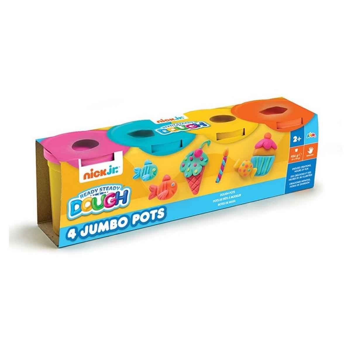 آدو نيك جونيور مجموعة أواني عجين جامبو منوعة، عبوة من 4 للجنسين، عمر 3-4 سنوات