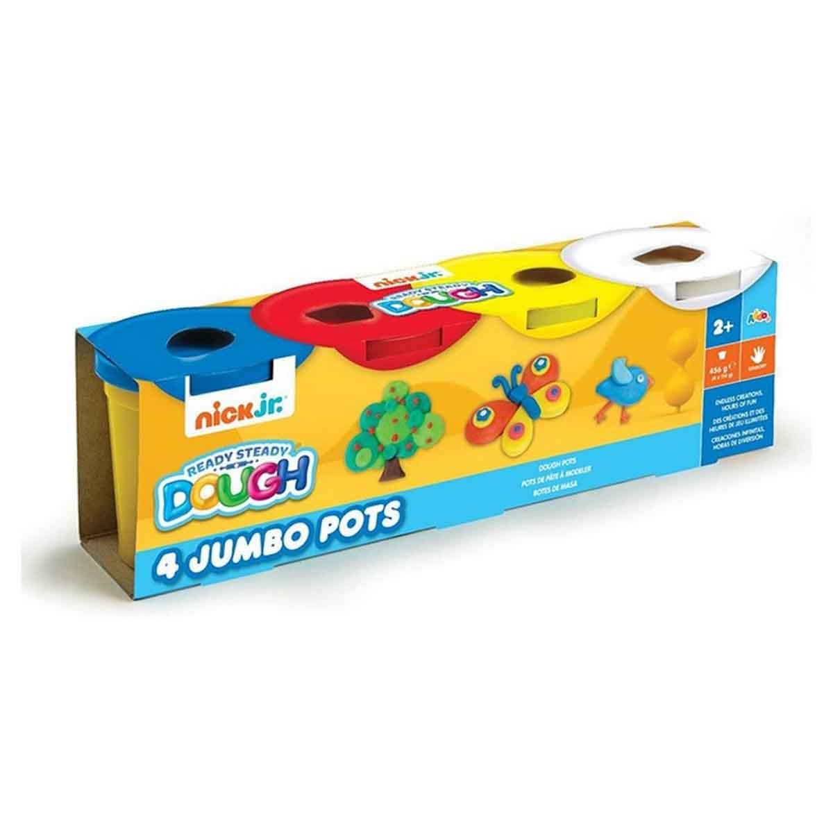 آدو نيك جونيور مجموعة أواني عجين جامبو منوعة، عبوة من 4 للجنسين، عمر 3-4 سنوات