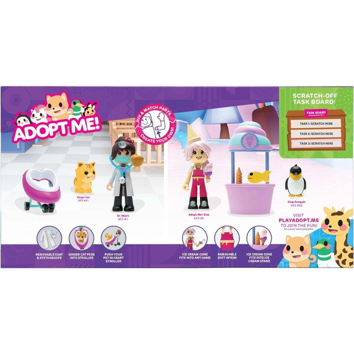أدوبت مي مجموعة لعب مستشفى ومحل آيس كريم مع 4 فيغر للجنسين، من 5 إلى 7 سنوات