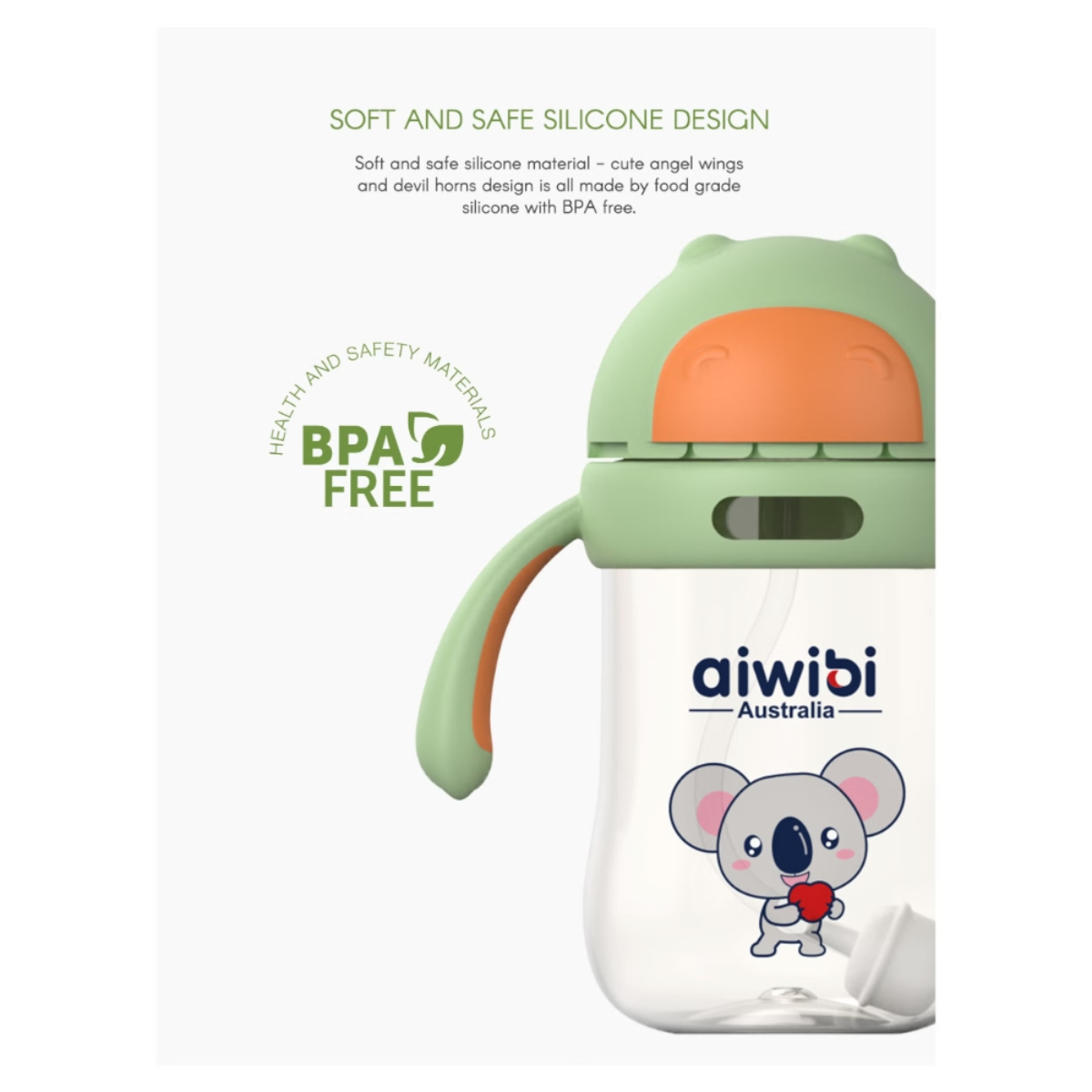 آيويبي زجاجة ماء للأطفال حديثي الولادة بلون أخضر بحجم 300 مل للأطفال من عمر 0 إلى 2 سنة