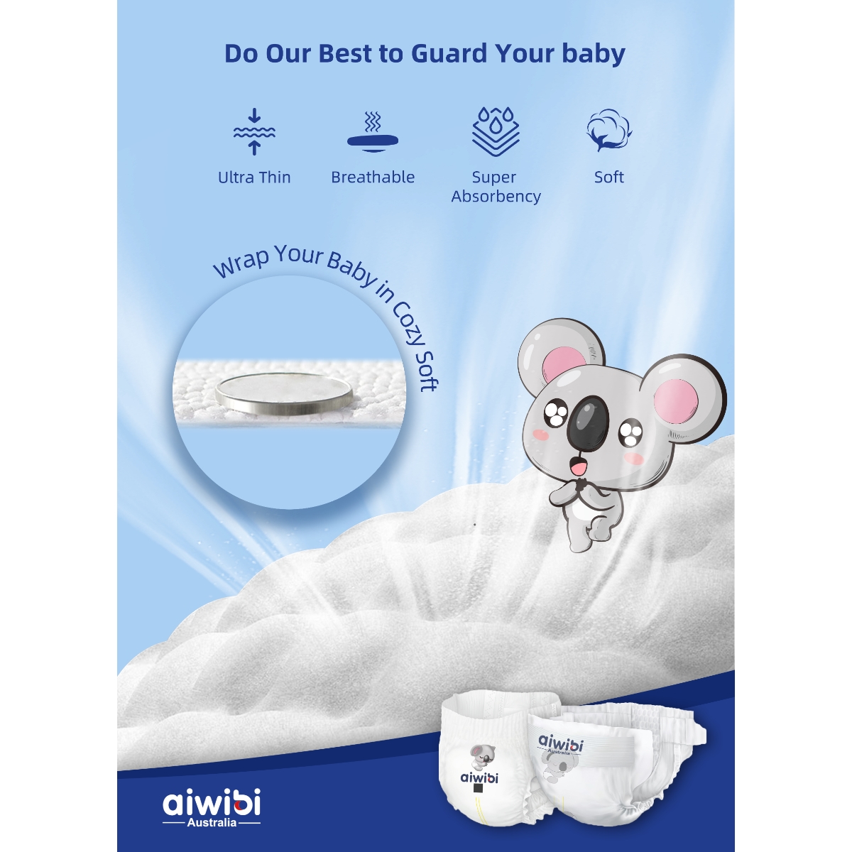 آيويبي حفاضات أطفال راحة فائقة مقاس 2 (4-8 كغ) للأطفال من عمر 0 إلى 2 سنة