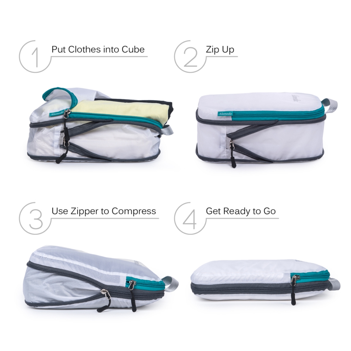 ألاميدا مجموعة حقائب تنظيم للسفر قابلة للضغط، للجنسين، 3 قطع، مناسبة من عمر 13 سنة فما فوق