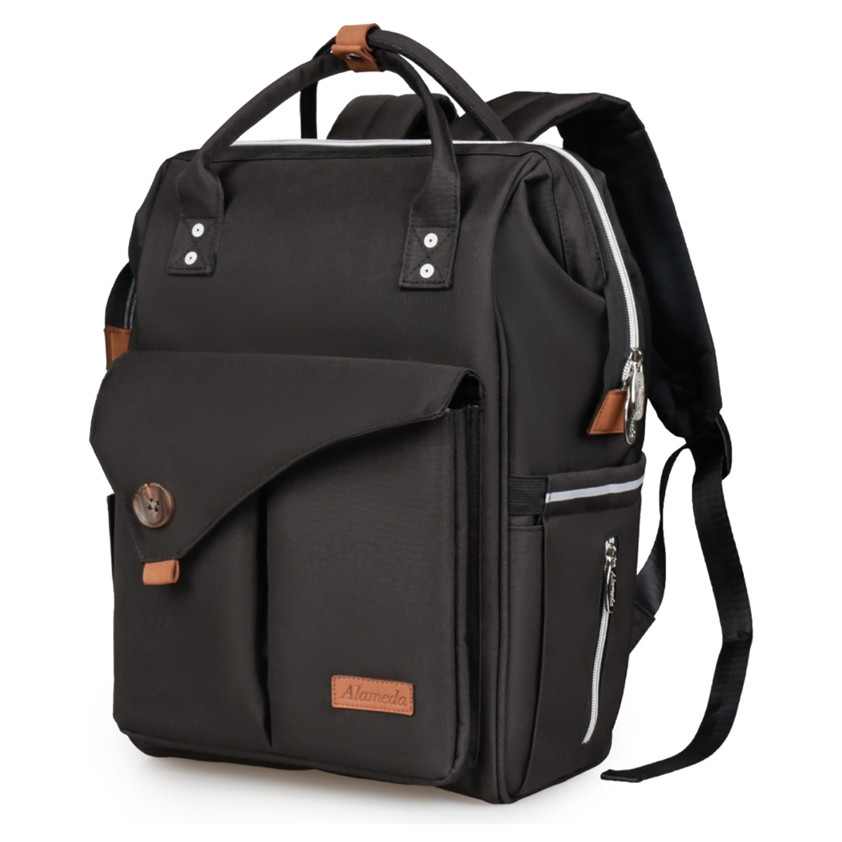 ألاميدا حقيبة حفاضات كبيرة باللون الأسود النفاث للأطفال