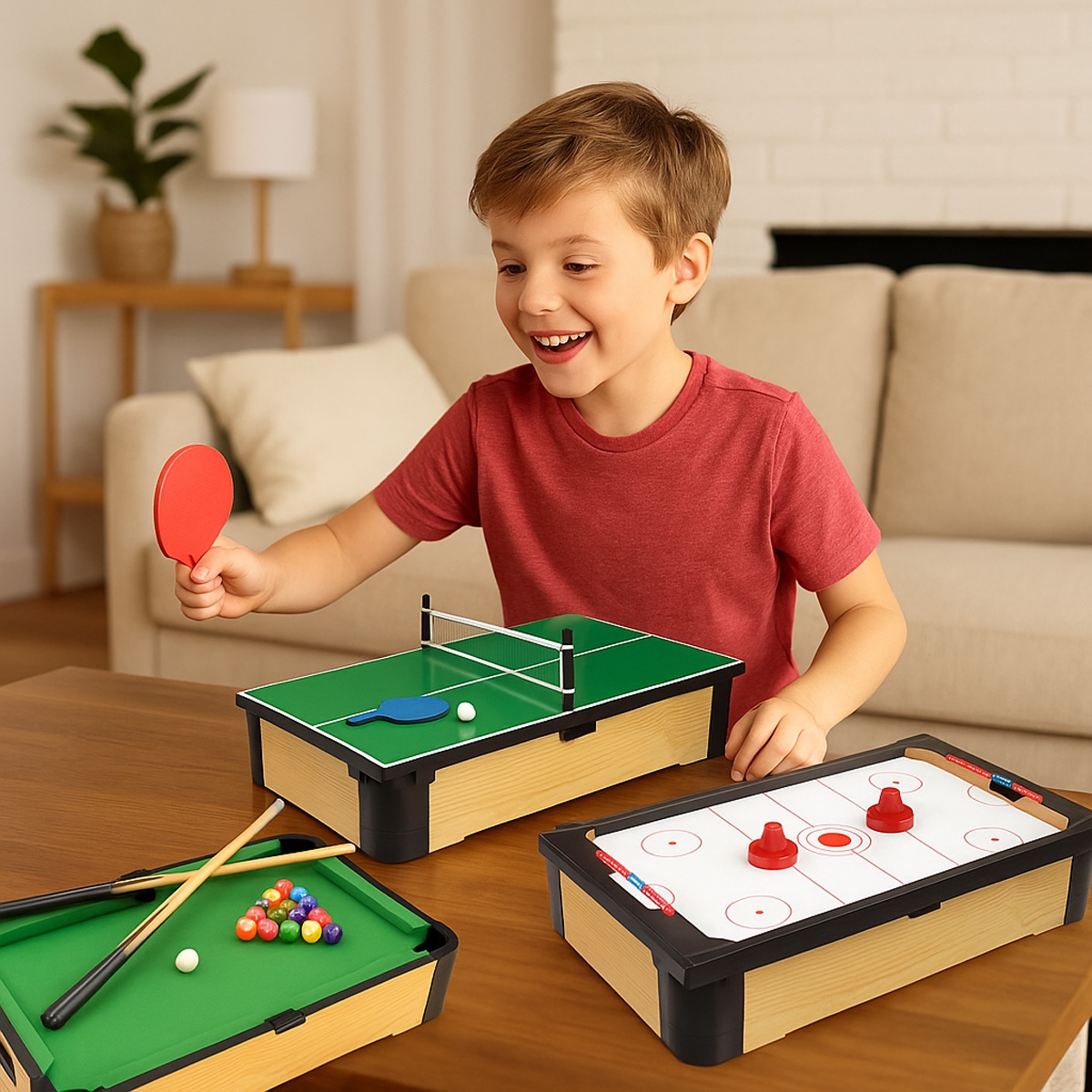أمباسادور بلياردو ثلاثي اللعب سطح طاولة 20 إنش للجنسين، 5-7 سنوات