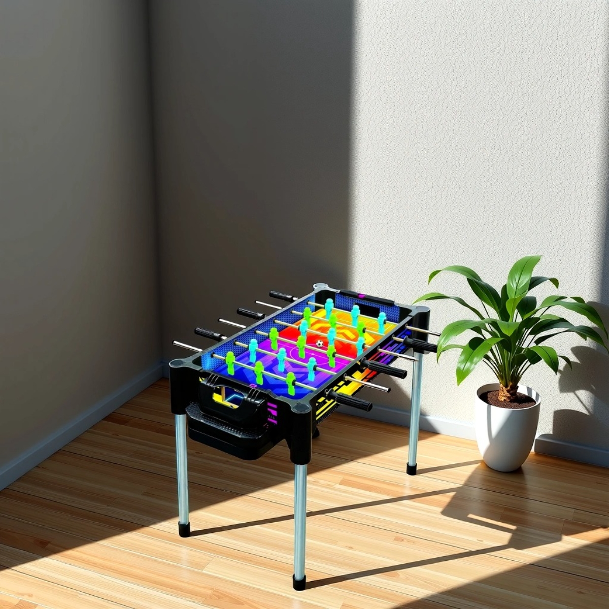 أمباسادور 27 إنش 2 في 1 نسخة نيون طاولة كرة قدم وهوكي هوائي قابلة للقلب للجنسين، 5-7 سنوات