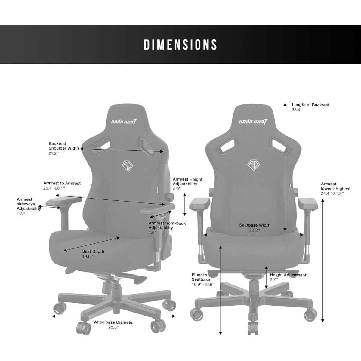 انداسيت كرسي ألعاب كايزر 3 مقاس XL لون رمادي