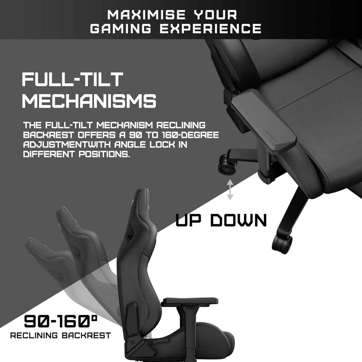 انداسيت كرسي ألعاب كايزر فرونتير مقاس XL لون أسود