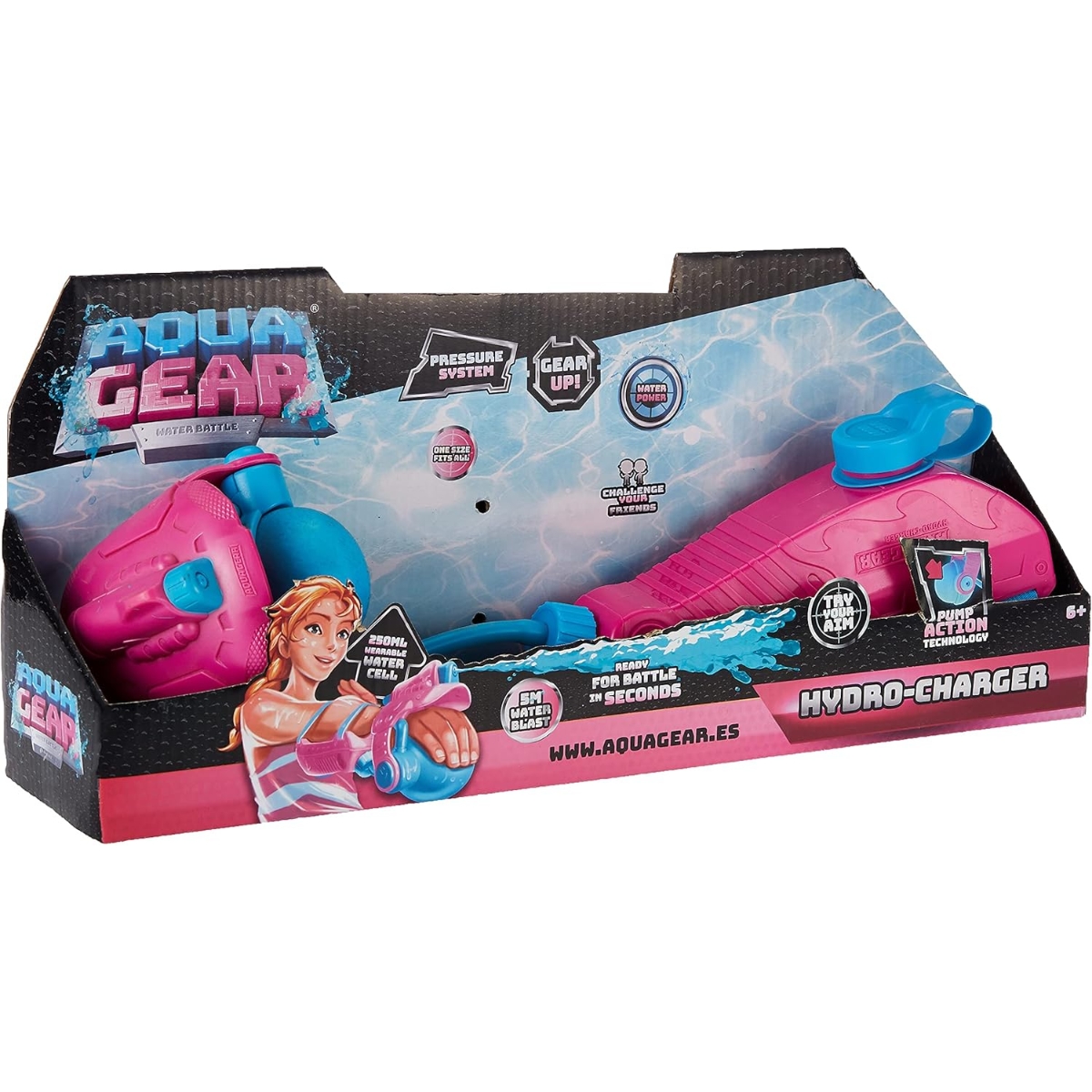 أكوا جير مسدس ماء هايدرو تشارجر للبنات، 5-7 سنوات
