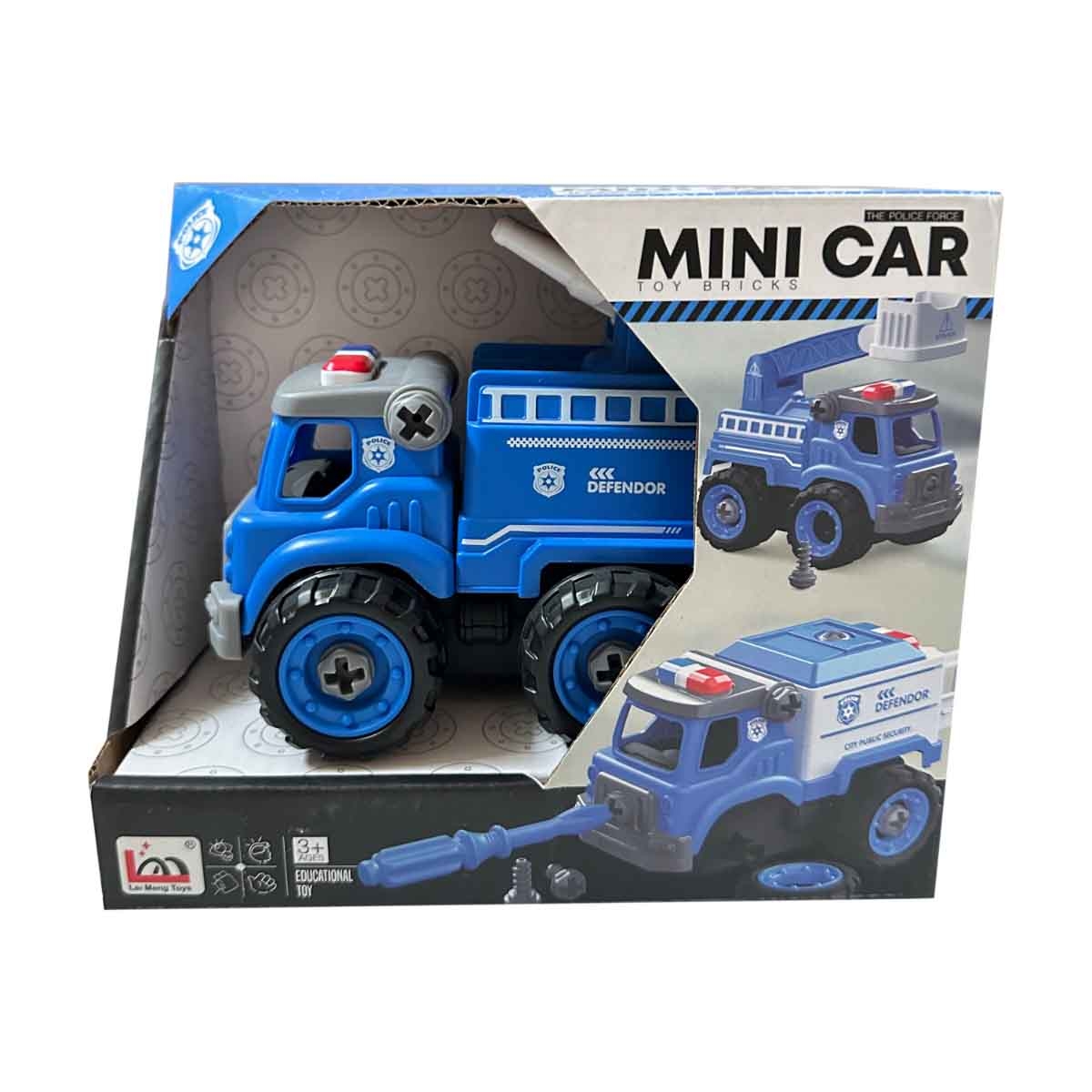 لي منغ تويز شاحنة إنقاذ شرطة من مكعبات تركيب صغيرة للجنسين، من عمر 3-4 سنوات