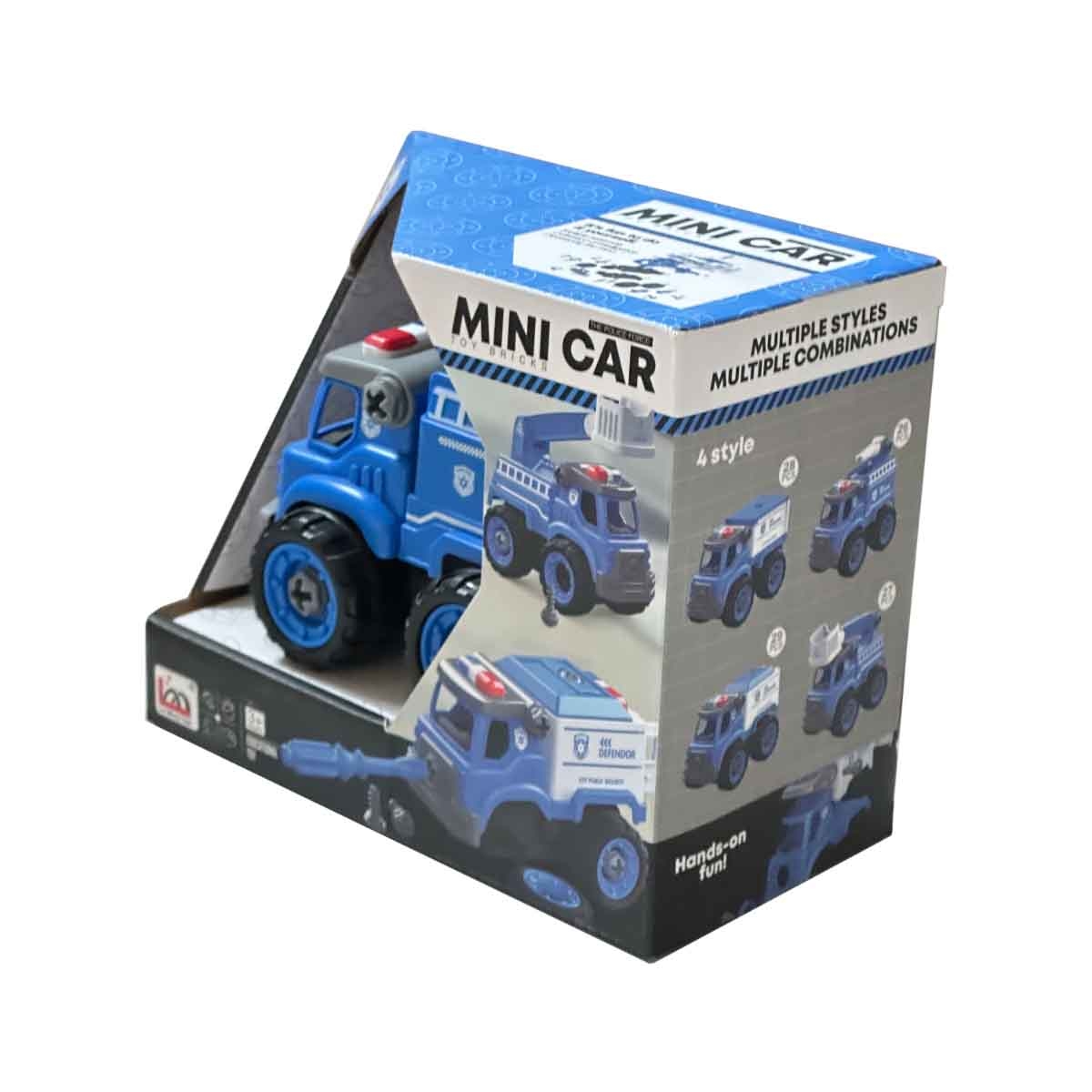 لي منغ تويز شاحنة إنقاذ شرطة من مكعبات تركيب صغيرة للجنسين، من عمر 3-4 سنوات