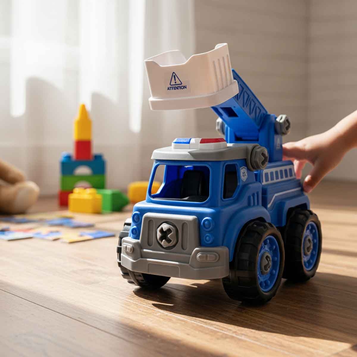 لي منغ تويز شاحنة إنقاذ مائي من مكعبات تركيب صغيرة للجنسين، من عمر 3-4 سنوات