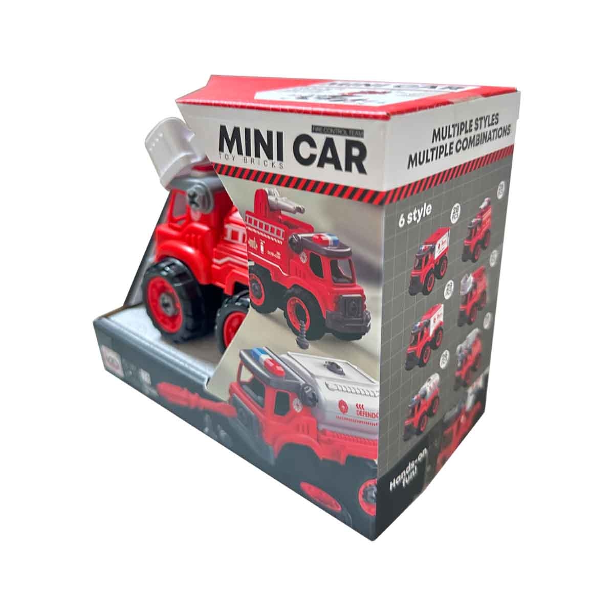 لي منغ تويز شاحنة إطفاء بسلم من مكعبات تركيب صغيرة للجنسين، من عمر 3-4 سنوات